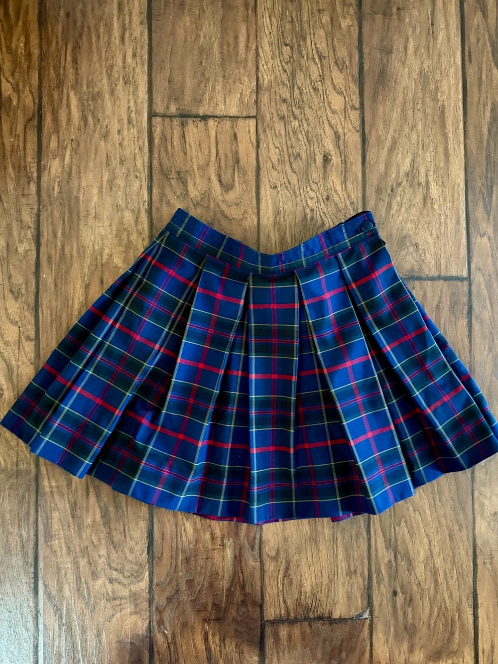 School Uniform Plaid Pleated Mini Skirt - Navy and Red - Dennis Uniforms